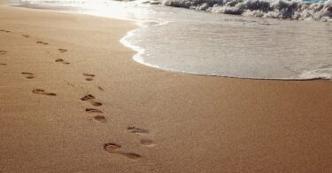 Plage de sable fin avec soleil et mer